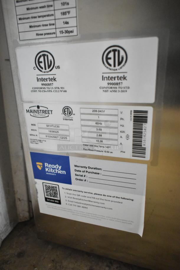 New Mainstreet 541HTUC30 undercounter dishwasher, stainless steel, 208/240V, 1 phase. ETL listed, scratch and dent condition.