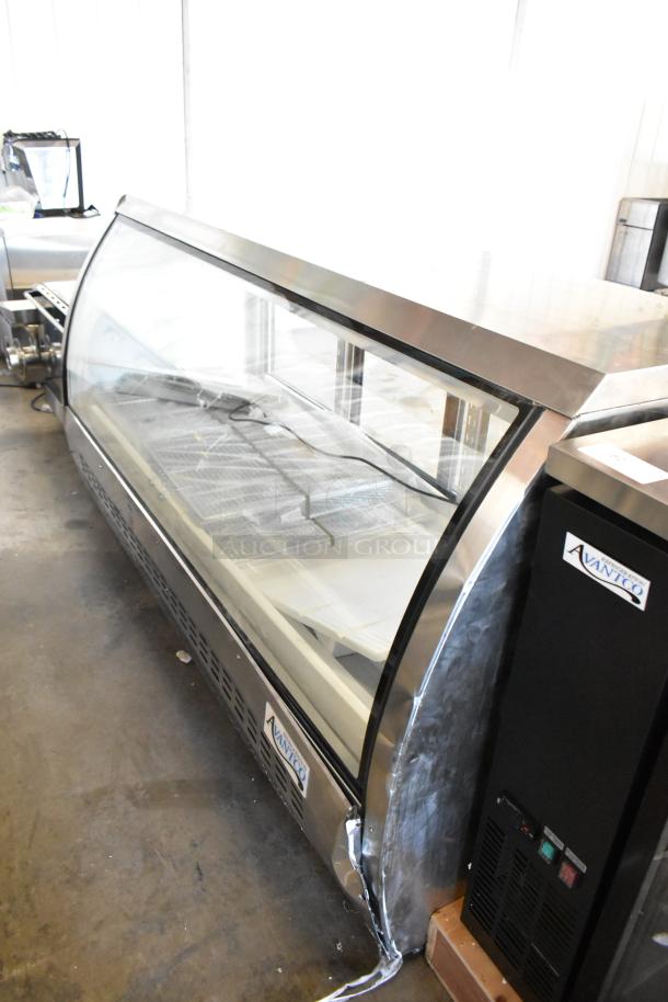 Brand new 2024 Avantco 178DLC82HCS refrigerated deli case, curved glass, stainless steel, 82", 115V, 1 Phase.