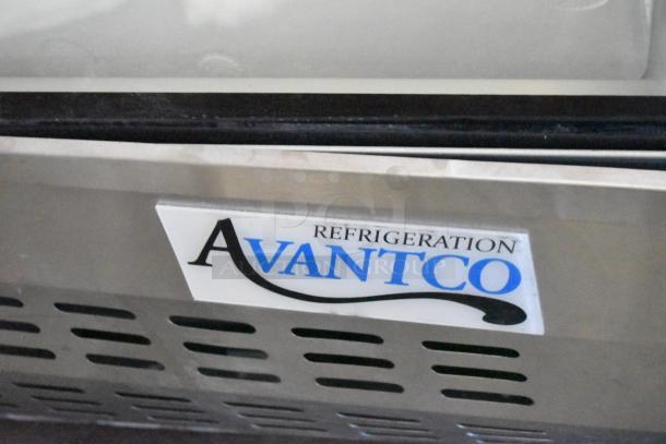 Brand new Avantco 178DLC82HCS stainless steel refrigerated deli case with curved glass; 82", 115V, 1 phase.