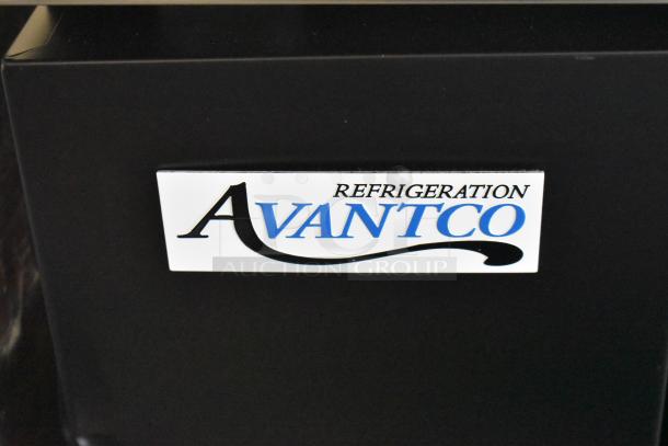 Brand new Avantco 178UBB4GHC 90" black counter height back bar refrigerator. Features LED lighting. Note: broken glass.
