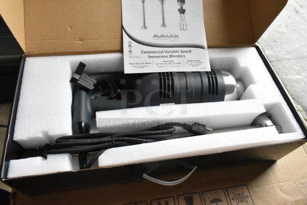 15 brand new AvaMIx 928IBHD21 21" heavy-duty variable speed immersion blenders in box. 1 1/4 hp, 120 Volts, scratch and dent.