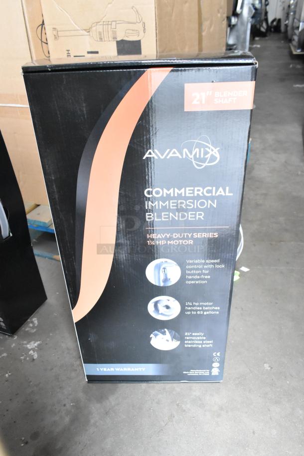 15 AvaMIx 928IBHD21 Heavy-Duty Immersion Blenders, brand new, variable speed, 1 1/4 hp motor, 21" shaft, 120V, on display.