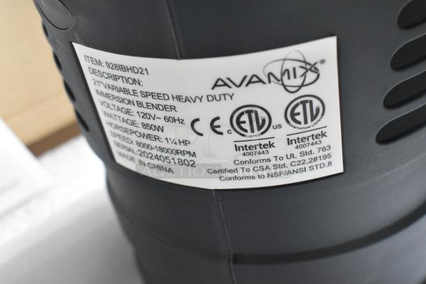 15 brand new AvaMix 21" heavy-duty immersion blenders, variable speed, 1 1/4 hp, 120V, mint condition.