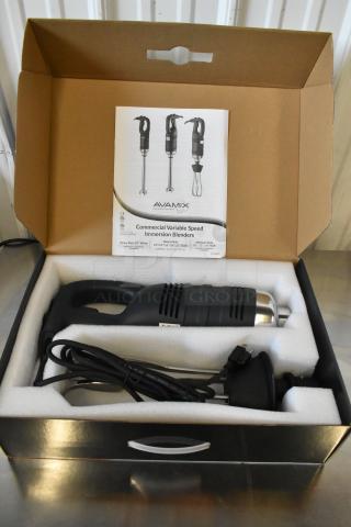10 brand new AvaMIx 928IBHDW10 heavy-duty immersion blenders, 1 1/4 hp, 10" whisk, variable speed, 120V, in original packaging.