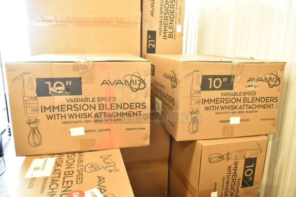 10 brand new AvaMIx 928IBHDW10 heavy-duty variable speed immersion blenders with 10" whisk. 1 1/4 hp, 120V.