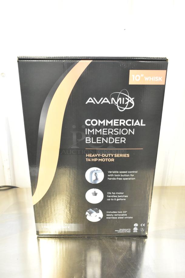 AvaMIx 928IBHDW10 heavy-duty immersion blender, 1 1/4 hp, 10" whisk, 120V, variable speed, new in box, commercial series.