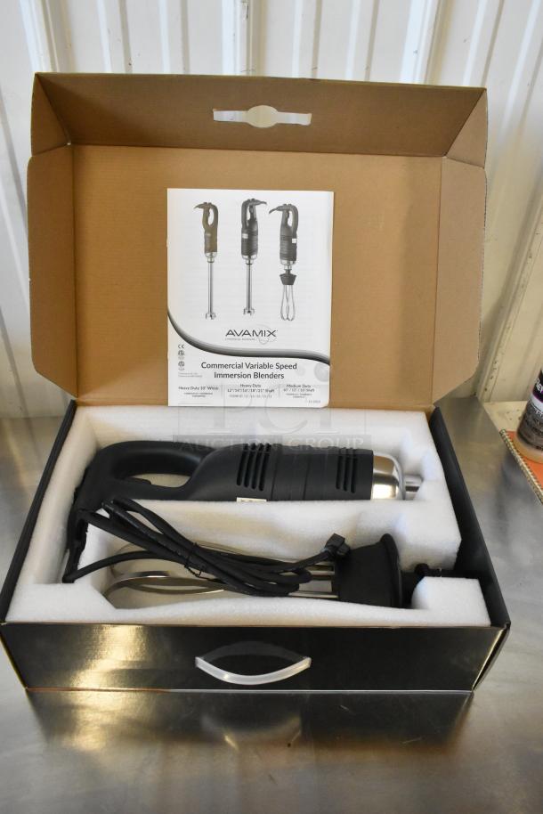 10 new AvaMIx 928IBHDW10 immersion blenders in box, with 10" whisk, variable speed, 1 1/4 hp, 120V, 1 phase.