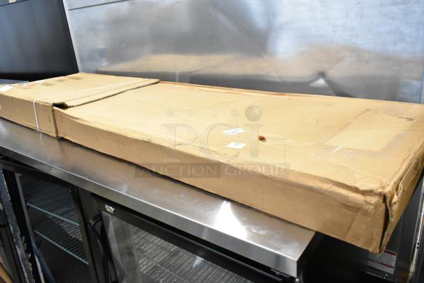 RAND NEW SCRATCH AND DENT! Carlisle 926007 60" x 12 1/2" aluminum sneeze guard for buffet bars, boxed condition.
