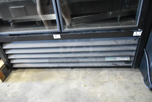 True Metal Commercial 2 Door Reach In Cooler with metal shelves, 115 volts, 1 phase, featuring True branding.