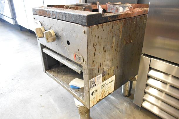 Cooking Performance Group stainless steel single burner stock pot range, model 351CPGSP18N, natural gas, used condition.