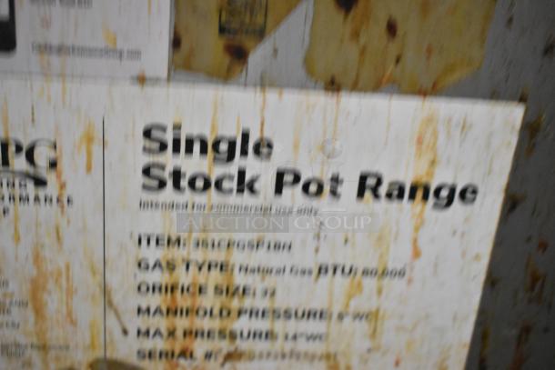 Cooking Performance Group 351CPGSP18N single burner stock pot range, stainless steel, natural gas, commercial use.