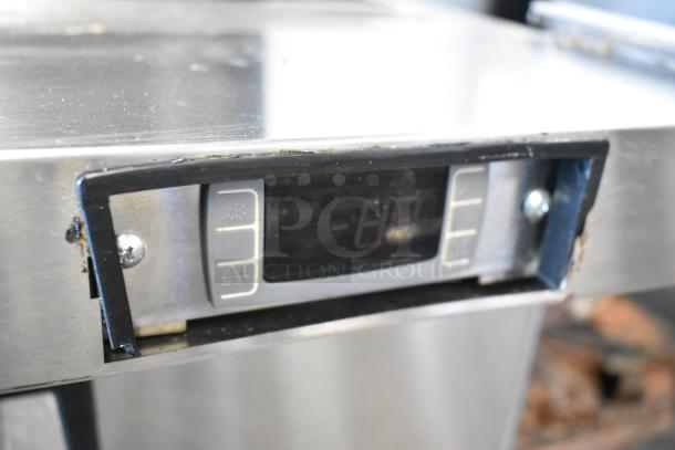 2018 Atosa MSF8308GR stainless steel control panel on sandwich prep table, showing temperature settings.