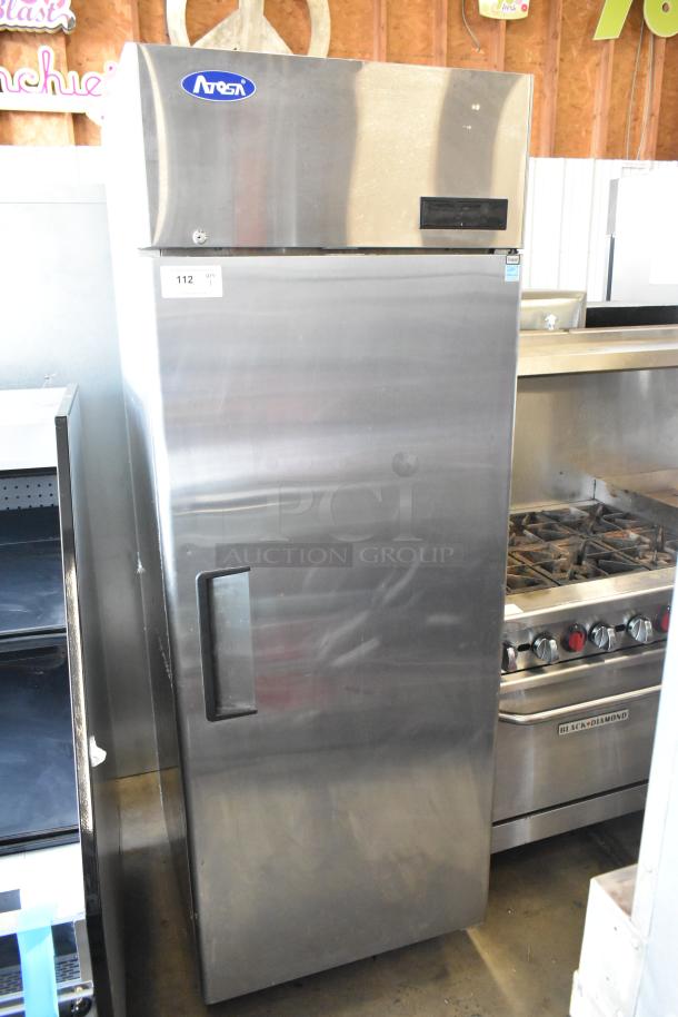 2020 Atosa MBF8001GR stainless steel single door commercial cooler on casters with poly coated racks, 115V, excellent condition.