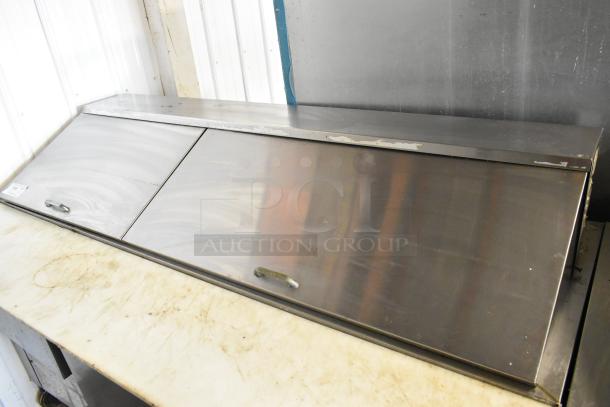 Hudson stainless steel commercial prep table; bain marie mega top, condition shows wear, features casters, 115V, 1 phase.