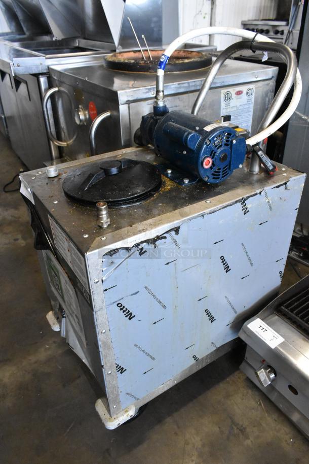 2024 Frontline Stainless Steel Commercial Oil Caddy in fair condition with visible wear, featuring a pump system.