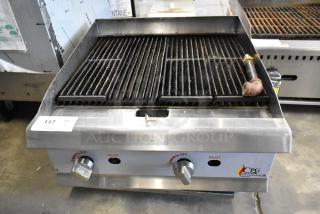 2021 Cooking Performance Group CPG 351CRCPG24NL stainless steel charbroiler grill, 80,000 BTU, natural gas, countertop model.