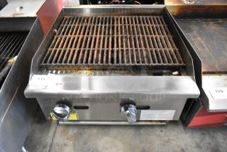 Qualite QLEC-24/NG stainless steel commercial charbroiler grill, countertop, natural gas, 60,000 BTU, used condition.
