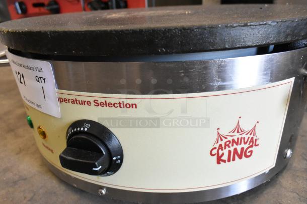 Carnival King 382TCMPT16A Stainless Steel Commercial Crepe Maker with temperature dial. Used condition, 120V, 1 Phase.