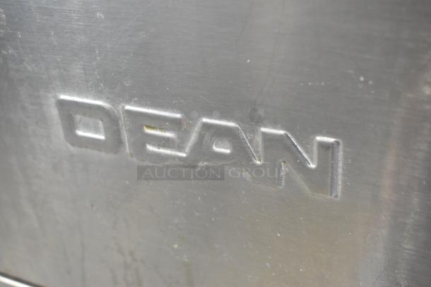 Dean SR42GNS stainless steel commercial gas deep fat fryer, 105,000 BTU, features brand engraving.