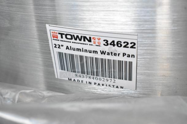 Brand new Town 34622 40 Qt. aluminum steamer water pan with label. Scratch and dent condition, made in Pakistan.