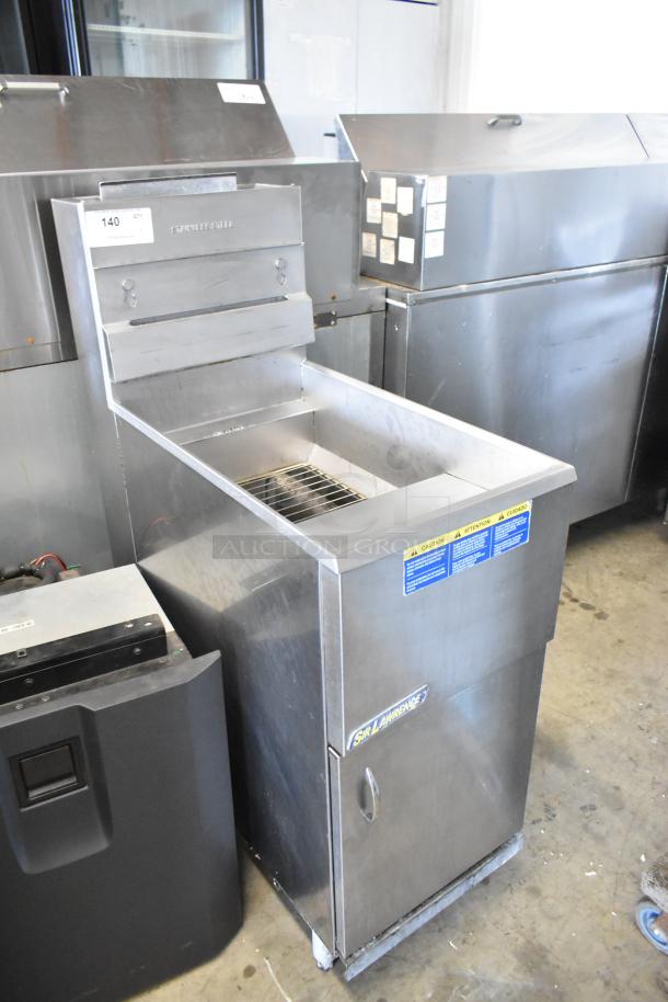 Pitco Frialator 40C stainless steel commercial deep fat fryer, natural gas, 105,000 BTU, floor style, used condition.