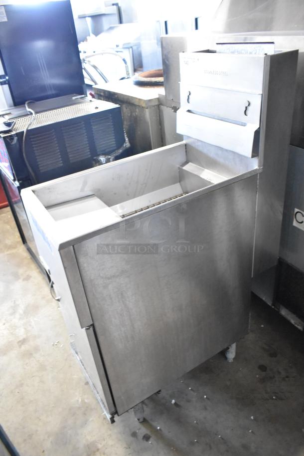 Pitco Frialator 40C stainless steel gas fryer, 105,000 BTU, commercial floor style, visible mild wear.