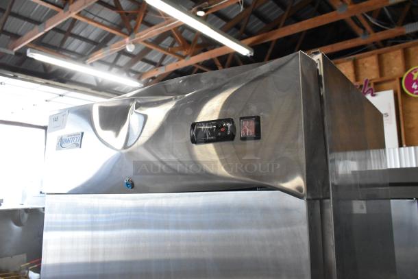 BRAND NEW SCRATCH AND DENT! 2024 Avantco 178A19FHC stainless steel single door reach-in freezer, 115V, 1 Phase, visible dents.