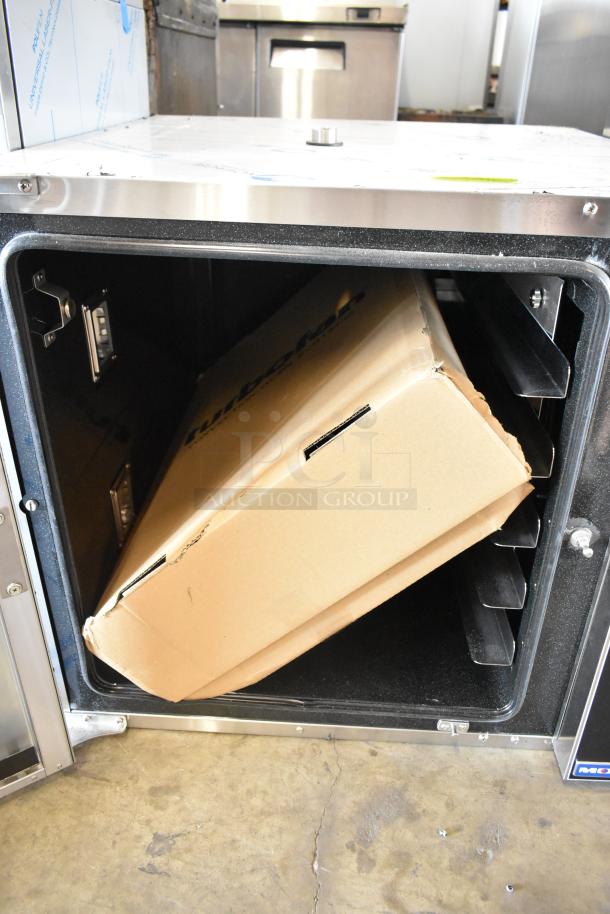 Brand new Moffat E32D5 convection oven with steam injection, single deck. Door latch defective. 208 volts, 1 phase.