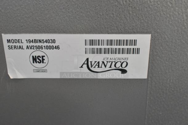 Brand new Avantco 194BIN54030 30" ice storage bin, 536 lb capacity, plastic exterior. Scratch and dent condition visible. NSF certified label.