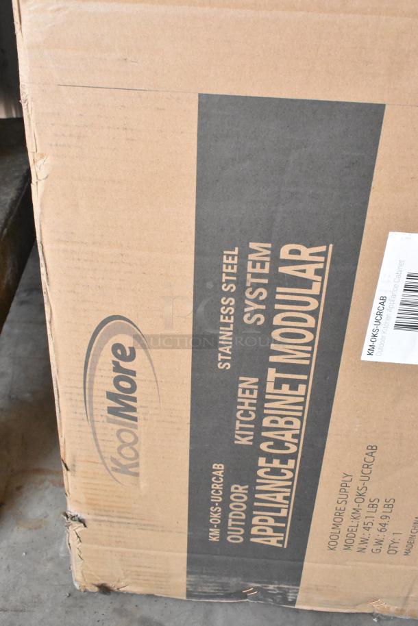 KoolMore KM-OKS-UCRCAB 32 in. outdoor kitchen cabinet for refrigerator in original packaging, brand new scratch and dent.