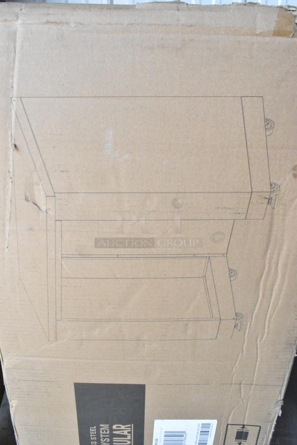 KoolMore KM-OKS-UCRCAB 32" stainless steel outdoor cabinet. Brand new, scratch and dent condition. Box shows product diagram.