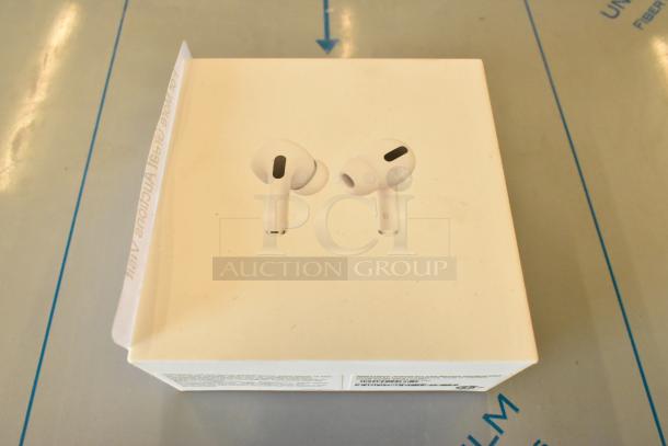 Apple MWP22AM/A AirPods Pro with Wireless Charging Case in original packaging, showing minimal wear, sealed box.