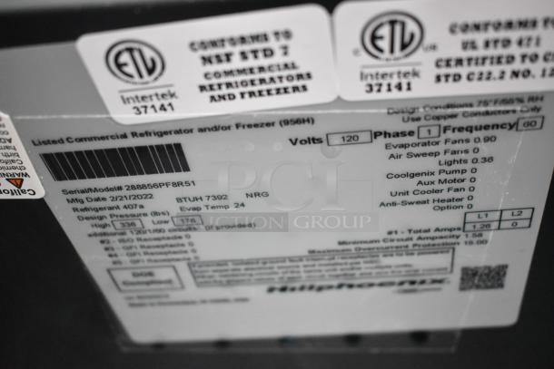 BRAND NEW Hill Phoenix 288856PF8R51 display case label, 115V, 1-Phase, Scratch and Dent condition, Mfg Date 2/21/2022.