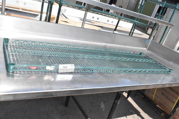 Metro green wire shelf, metal construction, rectangular, excellent condition, label showing "169".