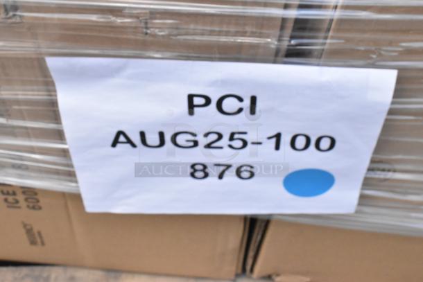 4 new Regency stainless steel sliding lids and underbar ice bins, 18"x48", with bottle holders. Marked PCI AUG25-100 876.