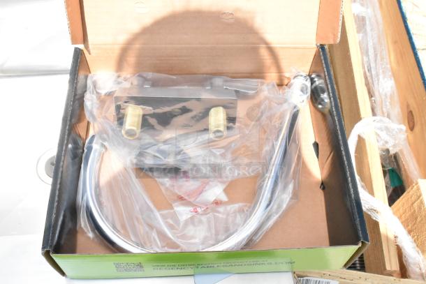 BRAND NEW Regency 600PHS24HC hand sink cart parts in box, featuring 8" swivel gooseneck faucet, scratch and dent condition.
