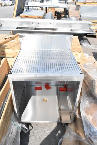 BRAND NEW Regency 600GRDB2424S 24"x24" stainless steel glass rack storage unit with perforated top, minor scratches.