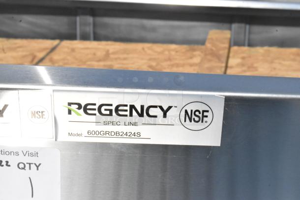 Regency Spec Line 24" x 24" stainless steel glass rack unit, model 600GRDB2424S, NSF certified, scratch and dent condition.