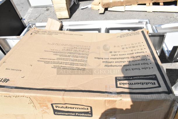 Rubbermaid® FG461700BLA Hinged Dome Lid box for 4619 Cube Trucks. New, scratch and dent condition.