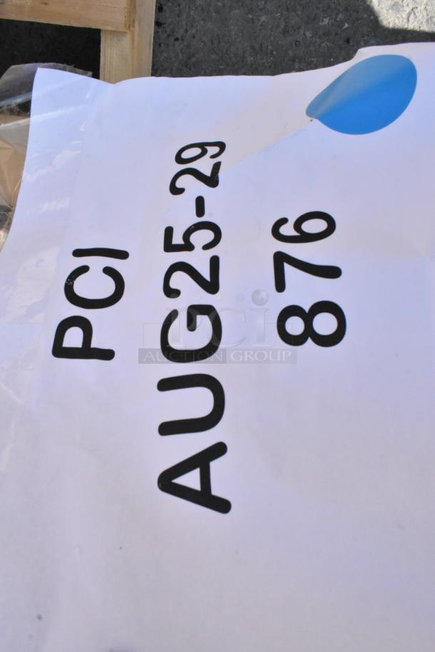 A label displaying text: "PCI AUG25-29 876" on a piece of paper with a blue balloon graphic.
