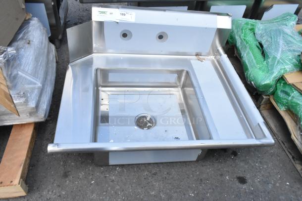 BRAND NEW Regency 600DDT36R 16 Gauge 3' Dirty Dish Table with right drainboard, minor scratches, stainless steel.