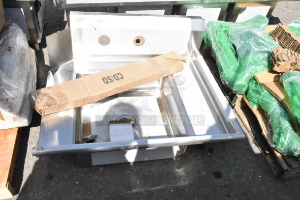BRAND NEW SCRATCH AND DENT Regency 600DDT36R 3' soiled dish table with right drainboard, 16-gauge stainless steel.