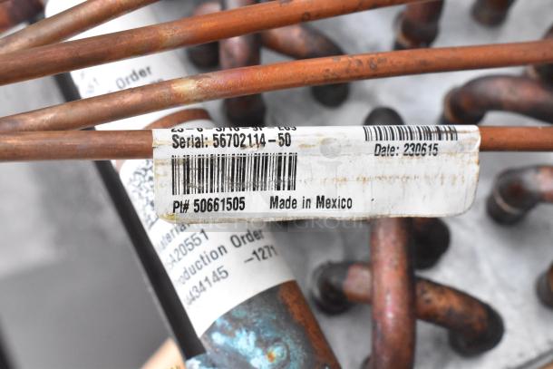 Brand new 2023 evaporator coil, model 23-6-3/16-9P-E69, serial 56702114-50, made in Mexico, condition pristine.