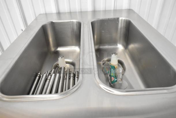 Taylor C723-33 stainless steel soft serve machine interior view, dual chambers, clean condition, parts included.