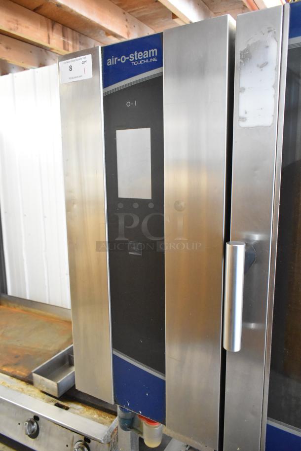2016 Electrolux AOS102GTP1 stainless steel commercial gas combi oven on stand, touchline controls, minor wear.