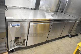 BRAND NEW Avantco 178SSUD3R 3 Door Stainless Steel Undercounter Cooler on Casters. 115V, 1 Phase. Minor scratches and dents.