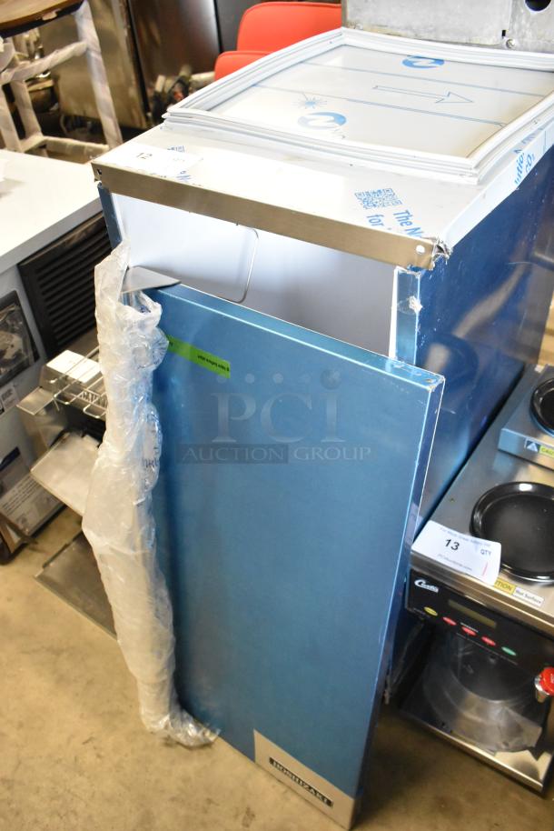 BRAND NEW 2025 Hoshizaki C-80BAK stainless steel ice machine. Scratch and dent model with 27 lb. bin, 92 lb. capacity.