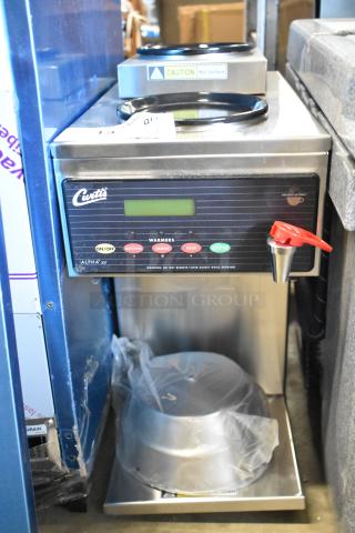 Brand new Curtis ALP3GT63A000 coffee brewer, stainless steel, 12-cup capacity, with hot water dispenser and three warmers.