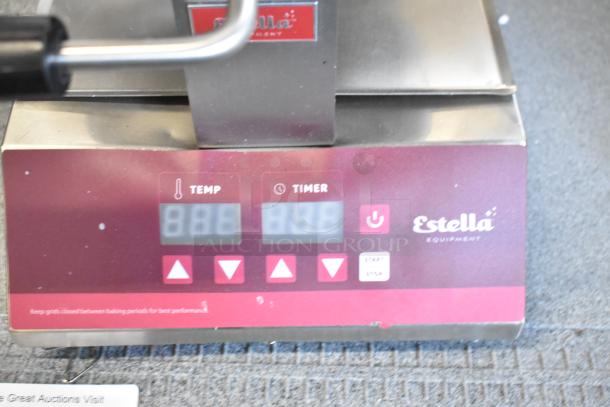 BRAND NEW Estella 348WSMXS2A stainless steel commercial waffle maker with digital controls; slight scratches, 120V, 1 phase.