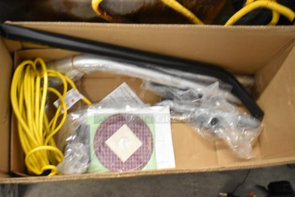 Brand new ProTeam LV-100 backpack vacuum, 120V, with accessories in box. Scratch and dent condition.